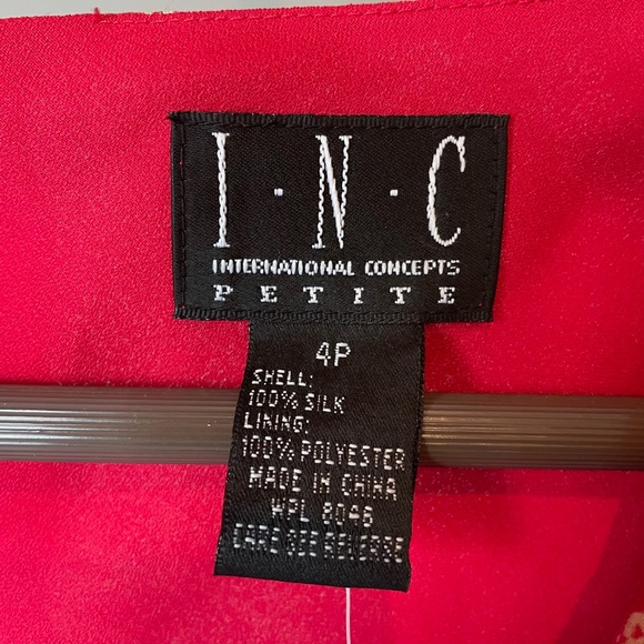 INC 100% Silk Floral Ruffled Sleeveless Lined Dress - Red Poppy - 4P  NWT - Picture 3 of 7